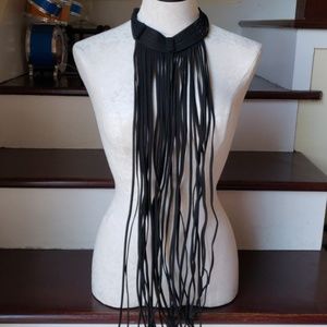 Long Black suede choker necklace